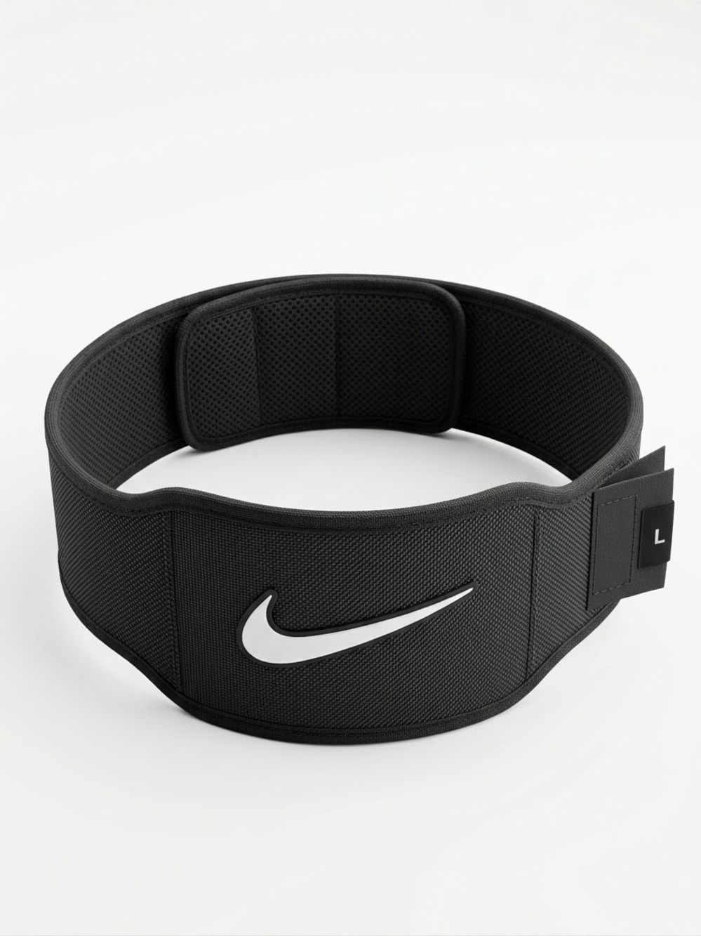Nike Intensity Weightlifting Belt Black White Swoosh Gym Fitness Support Large
